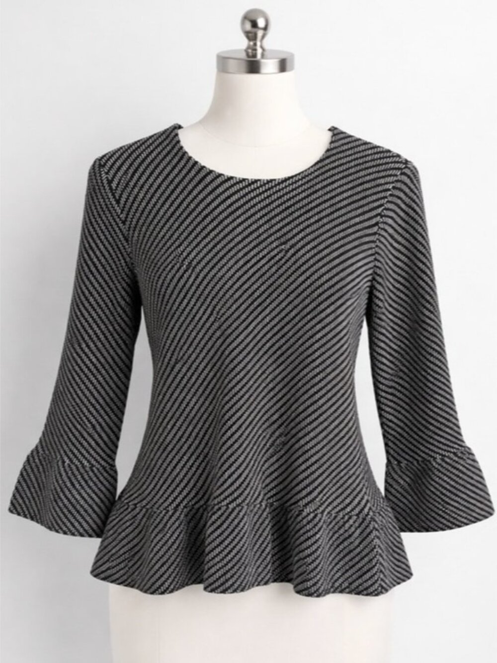 Ann Taylor Striped Knit Peplum Top